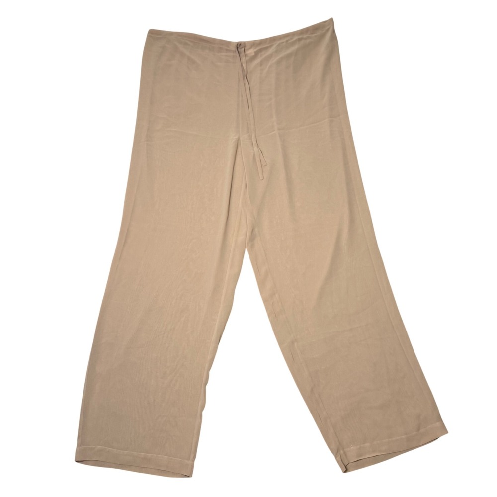 Y2K Victoria's Secret Sheer Lounge Pants Drawstring Tan Size L Wide Leg Beach